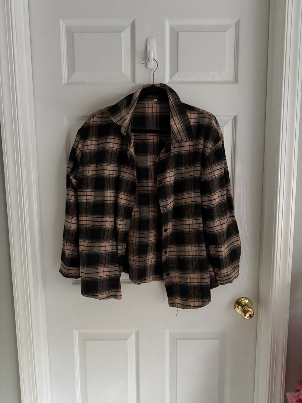 SHEIN Black & Tan Plaid Button-Down Shirt